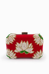 Apple Red Pearl Lotus Clutch