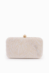 White And Gold Quilted Clutch