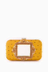Vriksh Verma Mustard Square Mirror Frame Clutch