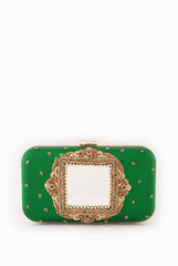 Vriksh Verma Emerald Green Square Mirror Frame Clutch