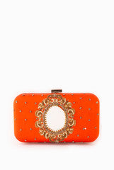 Vriksh Verma Orange Oval Mirror Frame Clutch