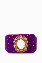 Vriksh Verma Purple Oval Mirror Frame Clutch