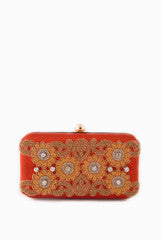 Vriksh Verma Blue Metallic Beaded Flower Clutch