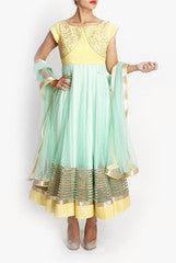 Mansi Vuppala Blue And Yellow Anarkali