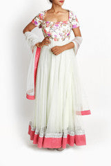 Mansi Vuppala Pink and Mint Green Anarkali