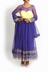 Mansi Vuppala Blue and Yellow Anarkali