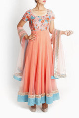 Mansi Vuppala Peach and Blue Anarkali