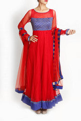 Mansi Vuppala Red and Blue Anarkali