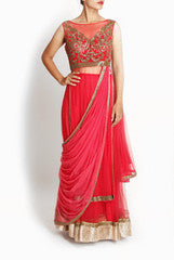 Mansi Vuppala Red Ethnic Drape Saree