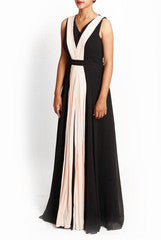 Mansi Vuppala Black and Beige Empire Waist Gown