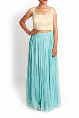 Mansi Vuppala Mint Blue Crop Top Set