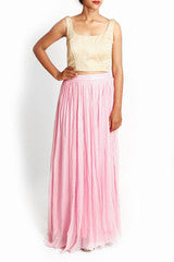 Mansi Vuppala Pink Crop Top Set