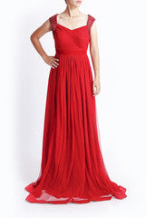 Mansi Vuppala Maroon Pleated Gown