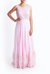 Mansi Vuppala Baby Pink Sequinned Bodice Indian Gown