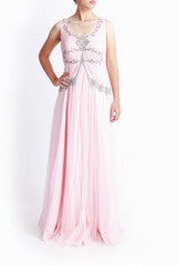 Mansi Vuppala Light Pink Embellished Layered Gown