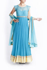 Mansi Vuppala Teal Anarkali with Textured Bodice