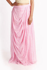 Mansi Vuppala Pink Pleated High Waist Skirt