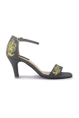 Wearmates Elegant Lime flower Motif Ankle Strap Heels Shoes