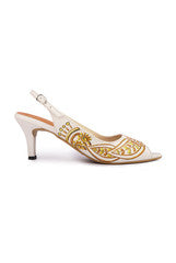 Wearmates Floral Pattern in Orange Peeptoe Heels Shoes