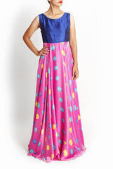 Wundershop Blue Bandhani Print Maxi Dress
