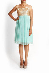 Wundershop Gold Sequinned Blue Dress