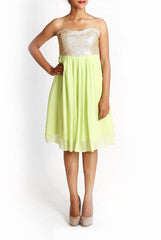 Wundershop Gold Sequinned Green Dress