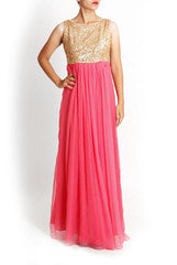 Wundershop Boat Neck Red Gown