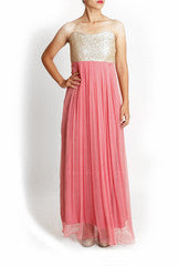 Wundershop Gold Sequinned Pink Gown