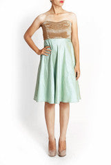 Wundershop Gold Hand Embroidered Bustier Dress