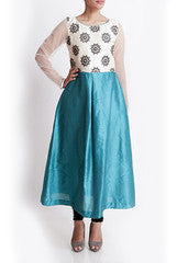 Zagwest Blue and White Anarkali Kuti
