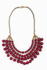 Siya Red Stone Beaded String Necklace